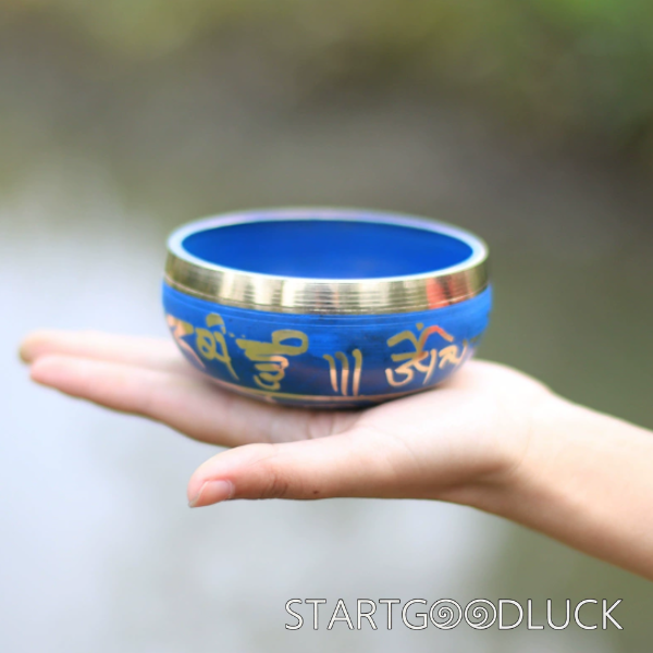 Blue Tibetan-inscribed Singing Bowl | Soothe Anxiety