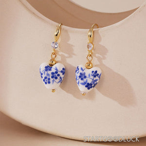 Blue and White Porcelain Earrings - Chinese Style - StartGoodLuck