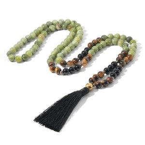Bodhi Seed Malas & Tiger Eye Stone Courage and Strength Necklace