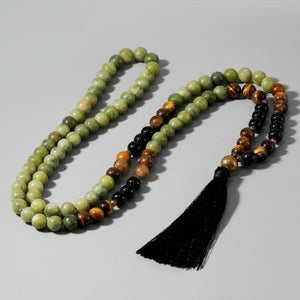 Bodhi Seed Malas & Tiger Eye Stone Courage and Strength Necklace
