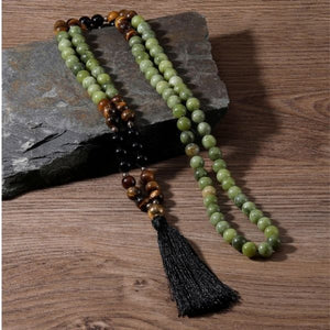 Bodhi Seed Malas & Tiger Eye Stone Courage and Strength Necklace