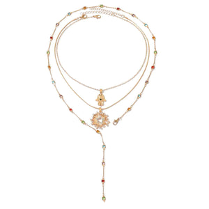 Bohemian Layered Necklace - Colorful Crystal Statement Jewelry