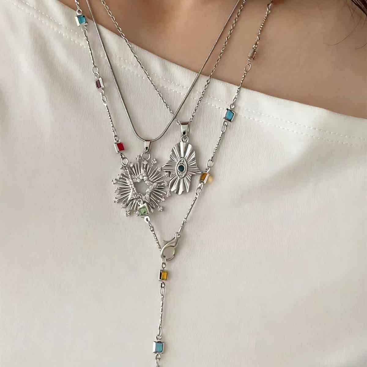 Bohemian Layered Necklace - Colorful Crystal Statement Jewelry