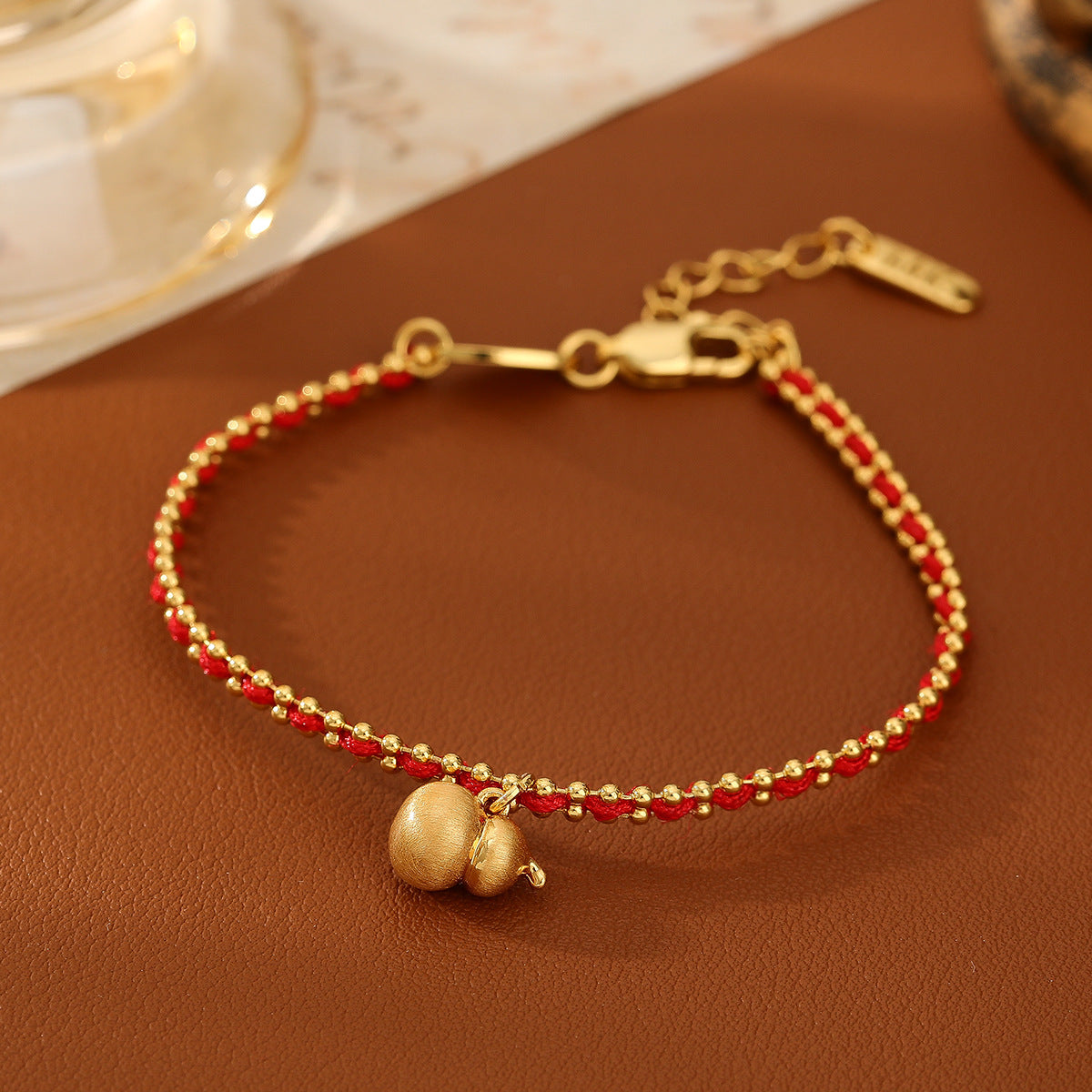 Brass Red Rope Bracelet for Zodiac Year with Gourd Pendant