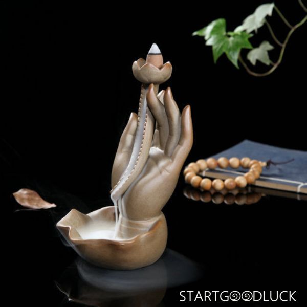 Buddha Incense Burner - Buddha Hand Incense Holder with Lotus or Buddha Decoration
