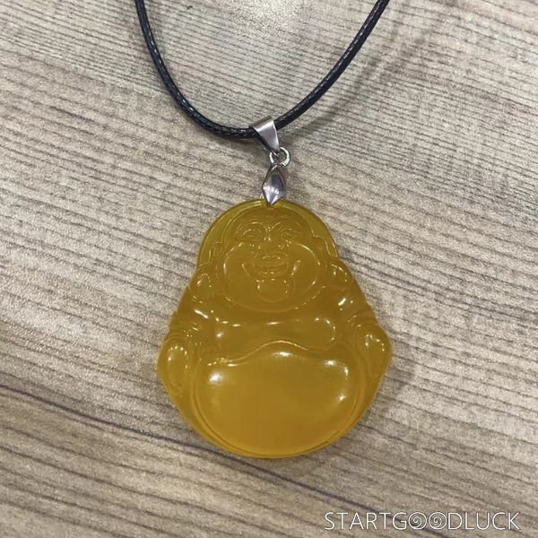 Buddha Jade Stone Necklace | Multi - Color laughing Buddha Jadeite Stone Pendant