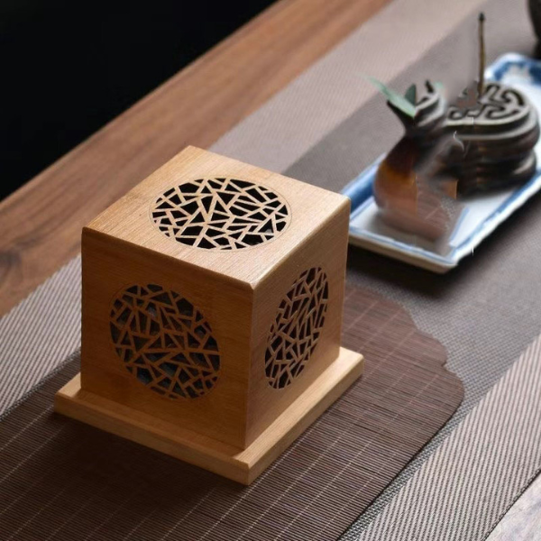 Carved Incense Burner Wooden Box for Aromatherapy & Home Decor
