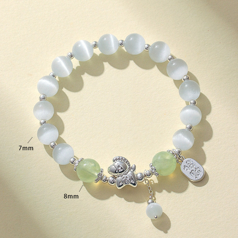 Cat's Eye Natural Aquamarine Crystal Beaded Balance and Harmony Bracelet