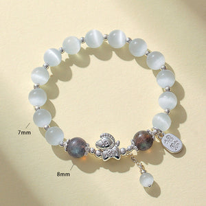 Cat's Eye Natural Aquamarine Crystal Beaded Balance and Harmony Bracelet