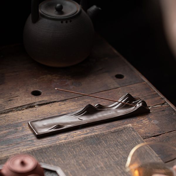 Ceramic Incense Holder - Mountain Shape Holder for Home Decor & Aromatherapy