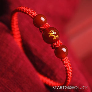 Chinese Zodiac Red-String Bracelet - Natural Red Agate | Lucky Amulet - StartGoodLuck