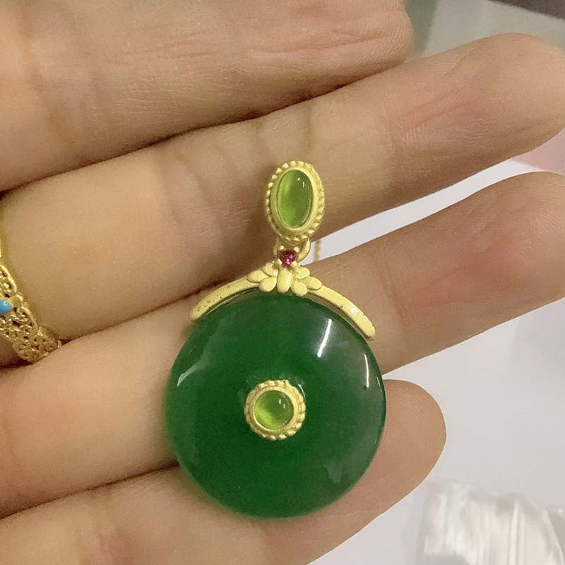 Chrysoprase Pendant - Chinese Style Gemstone Jewelry (Pendant and Buckle Only)