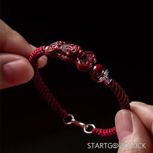 Cinnabar Red String Bracelet with Pixiu | A Protective Gift for Your Boyfriend - StartGoodLuck