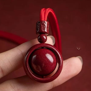 Cinnabar Bead Om Mani Padme Hum Love and Compassion Necklace