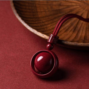 Cinnabar Bead Om Mani Padme Hum Love and Compassion Necklace