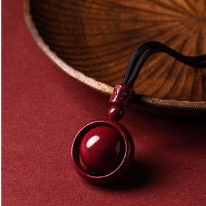 Cinnabar Bead Om Mani Padme Hum Love and Compassion Necklace