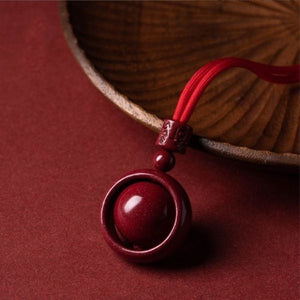 Cinnabar Bead Om Mani Padme Hum Love and Compassion Necklace