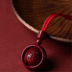 Cinnabar Bead Om Mani Padme Hum Love and Compassion Necklace