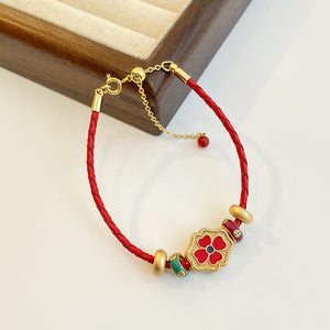 Clover Leaf Bracelet Red Rope Simple Elegant Style from StartGoodLuck