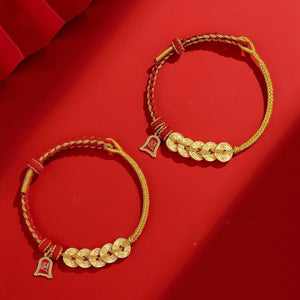 Coin Charm Bracelet red rope wealth and prosperity symbol