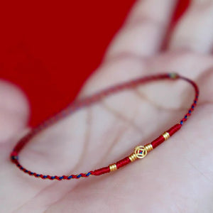 Copper Coin Woven-Hand Red String Love and Luck Bracelet