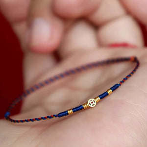 Copper Coin Woven-Hand Red String Love and Luck Bracelet