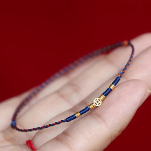 Copper Coin Woven-Hand Red String Love and Luck Bracelet