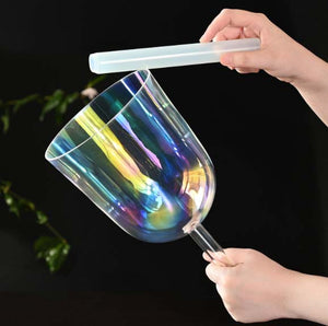 Crystal Singing Bowl With Handle | Colorful Crystal Bowl | Relieve Pressure