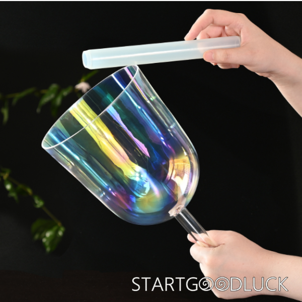 Crystal Singing Bowl With Handle | Colorful Crystal Bowl | Relieve Pressure