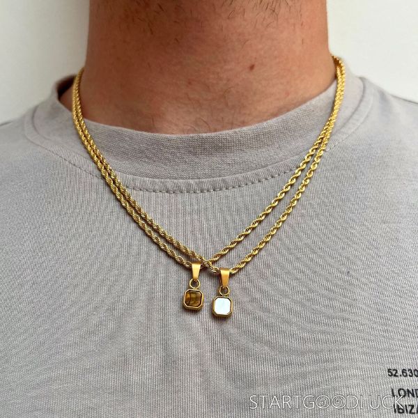 Cube Pendant Necklace - Cube Tiger's Eye Pendant Charm