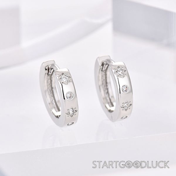 Diamond Stars Plated Gold/Silver Hoop Earrings | Casual Daily Outfits