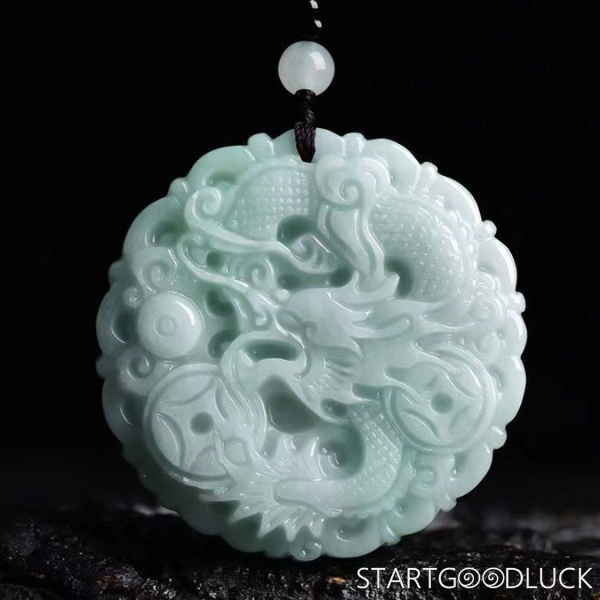 Dragon Jadeite Necklace - Traditional Chinese Dragon Charm Jewelry