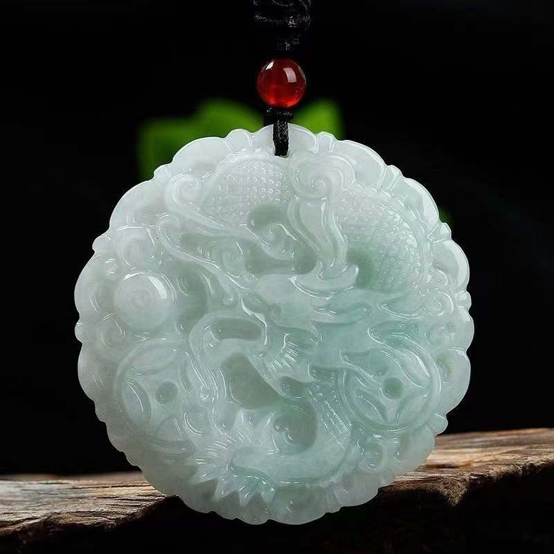 Dragon Jadeite Necklace - Traditional Chinese Dragon Charm Jewelry