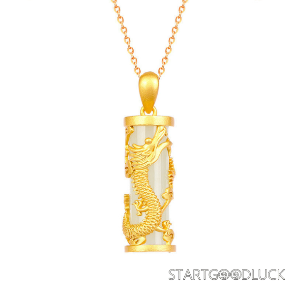 Dragon Phoenix jade Pendant - Chinese - Style Lucky Charm (pendant only)