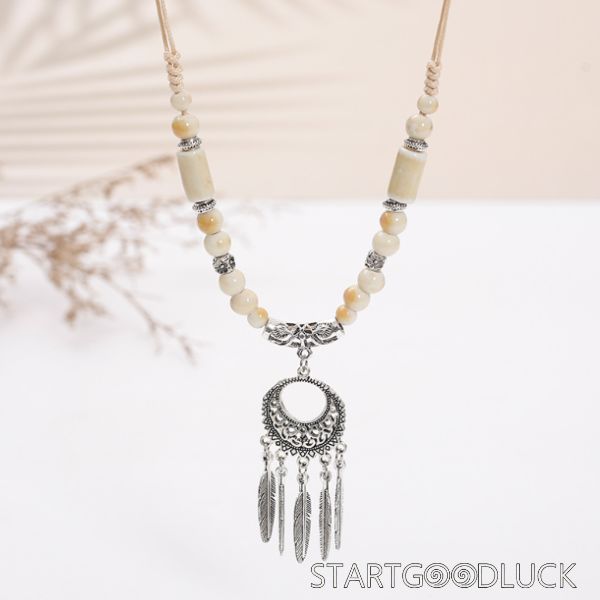 Dream Catcher Necklace | Ceramic beads Necklace | Ethnic minority style