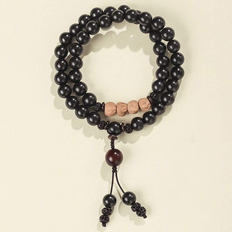 Ebony Frosted Rosewood Beaded Rosary Bracelet Bring Peace and Tranquility