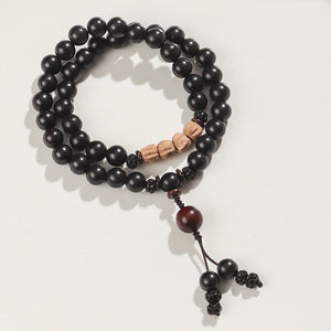 Ebony Frosted Rosewood Beaded Rosary Bracelet Bring Peace and Tranquility