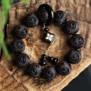 Ebony Running Horse With Yinyang Calming and Sleep-promoting Bracelet