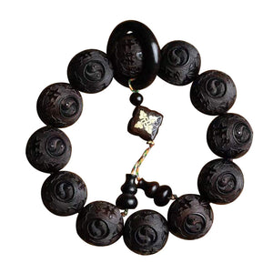 Ebony Running Horse With Yinyang Calming and Sleep-promoting Bracelet