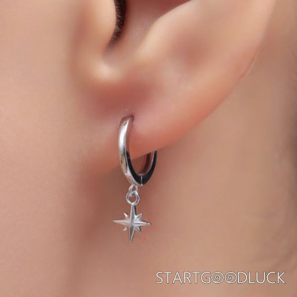 Eight Awn Start Pandant Earrings | Plated Gold or Silver Earrings | Versatile basic clothing items