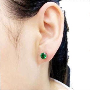 Emerald Zircon Stud Earrings | Minimalist Accessories | 7mm Earrings