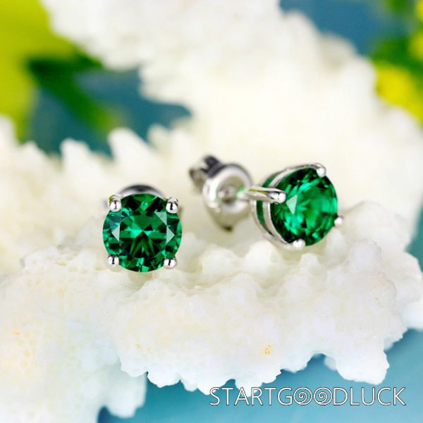 Emerald Zircon Stud Earrings | Minimalist Accessories | 7mm Earrings