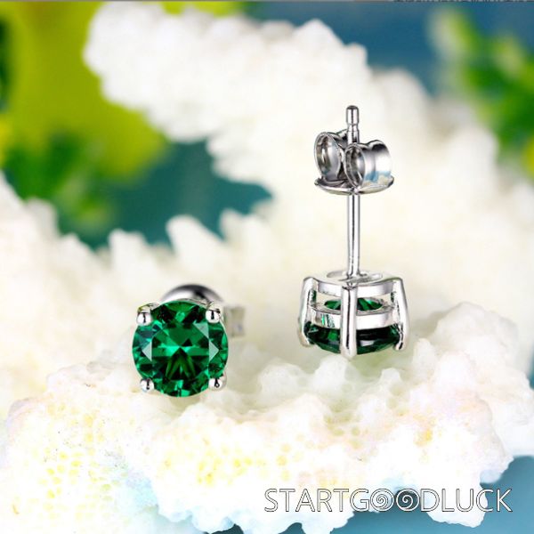 Emerald Zircon Stud Earrings | Minimalist Accessories | 7mm Earrings