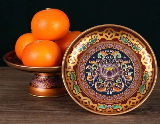 Enameled Buddhist Fruit Plates