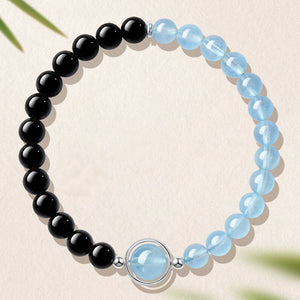 Feng Shui Black Obsidian Bracelet for Courage, Balance & Harmony Single Loop