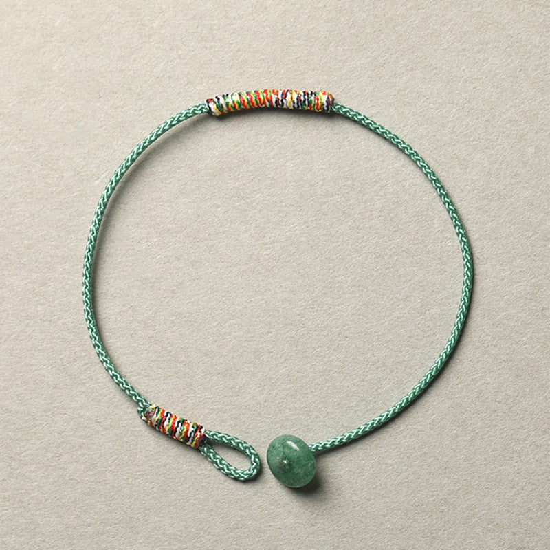 Five-color Rope Red String Jade Lock Love and Luck Bracelet
