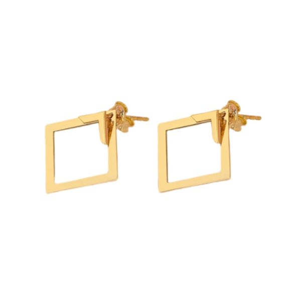 Geometric Square Earrings | Stainless Steel Earrings | 3 Colors Minimalist Style Earrings