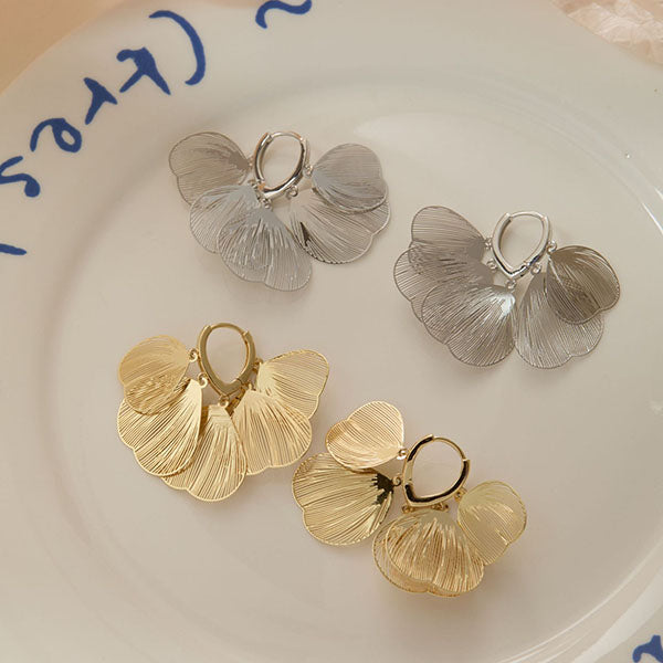 Ginkgo Leaf Earrings Gold/Silver earrings Hook/Ear Clip Style