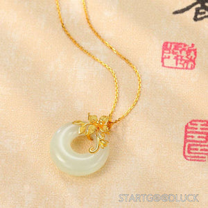 Gold-Inlaid Jade Peace-Buckle Necklace | Best Jade Necklace for Women - StartGoodLuck