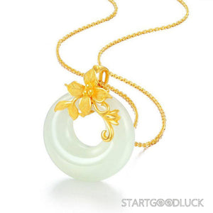 Gold-Inlaid Jade Peace-Buckle Necklace | Best Jade Necklace for Women - StartGoodLuck